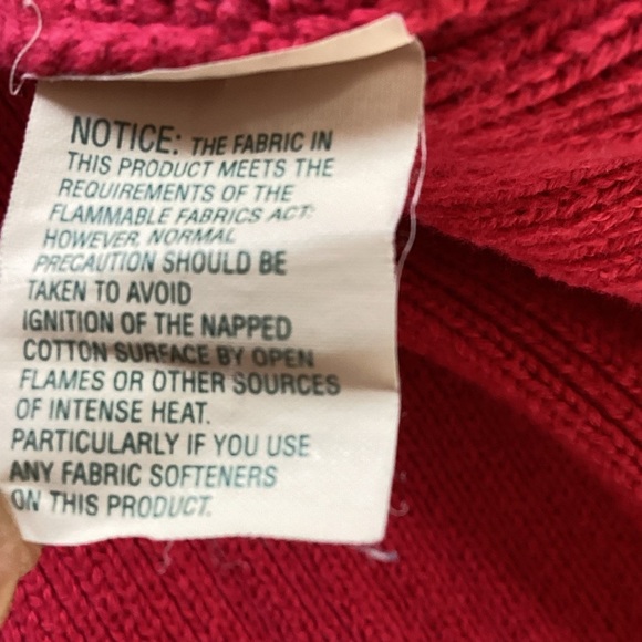 LL Bean Chunky Knit Crewneck Sweater Womens XL Red Ribbed Fisherman 100% Cotton - Picture 6 of 6